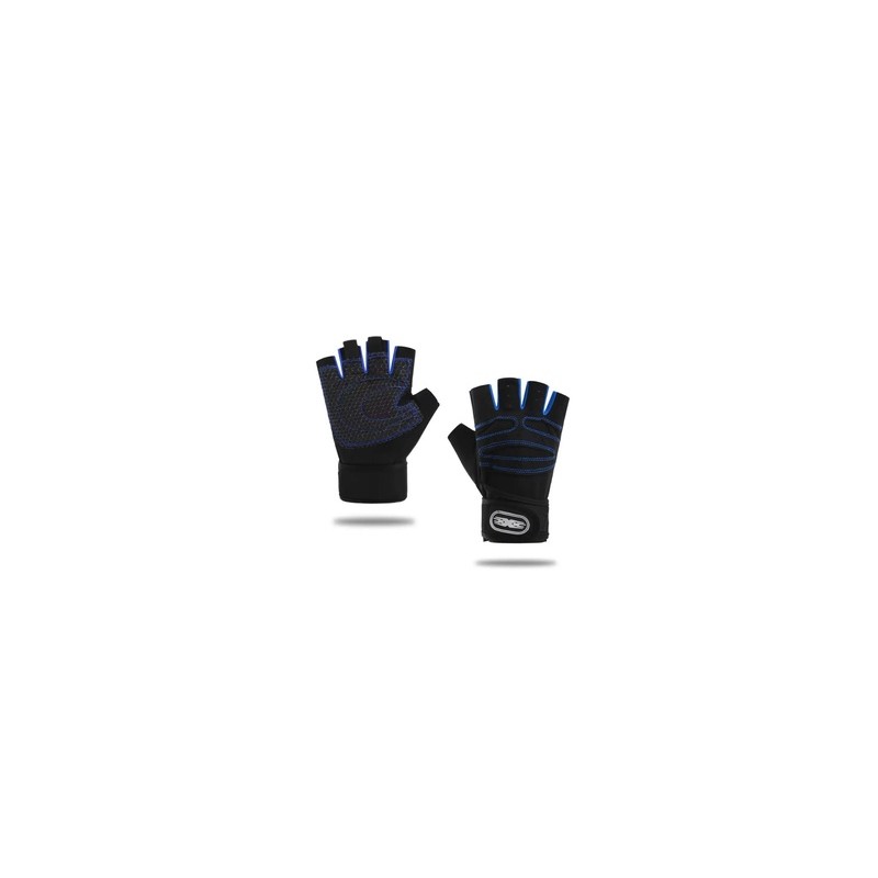 GUANTES DE TELA PARA GYM UNISEX COSTURA AZUL