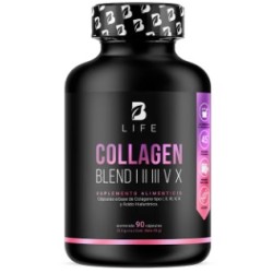 BLIFE Collagen Blend I II III V X | Colágeno Hidrolizado Tipo I, II, III, V y X × 4 90 Caps | 500 mg